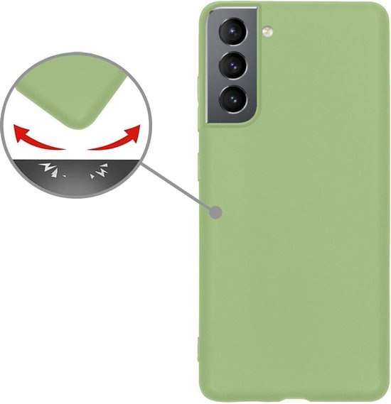 Nomfy Hoesje Geschikt voor Samsung S21 Hoesje Siliconen Cover Case - Hoes Geschikt voor Samsung Galaxy S21 Hoes Back Case - Groen