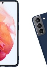 Hoesje Geschikt voor Samsung S21 Hoesje Siliconen Cover Case - Hoes Geschikt voor Samsung Galaxy S21 Hoes Back Case - Donkerblauw