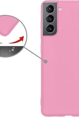 Nomfy Hoesje Geschikt voor Samsung S21 Hoesje Siliconen Cover Case - Hoes Geschikt voor Samsung Galaxy S21 Hoes Back Case - Roze