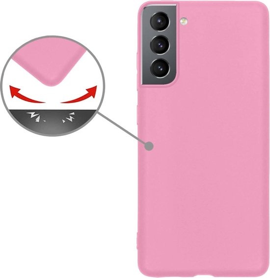 Nomfy Hoesje Geschikt voor Samsung S21 Hoesje Siliconen Cover Case - Hoes Geschikt voor Samsung Galaxy S21 Hoes Back Case - Roze