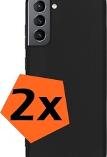 Nomfy Hoesje Geschikt voor Samsung S21 Hoesje Siliconen Cover Case - Hoes Geschikt voor Samsung Galaxy S21 Hoes Back Case - 2-PACK - Zwart
