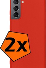 Hoesje Geschikt voor Samsung S21 Hoesje Siliconen Cover Case - Hoes Geschikt voor Samsung Galaxy S21 Hoes Back Case - 2-PACK - Rood