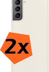 Nomfy Hoesje Geschikt voor Samsung S21 Hoesje Siliconen Cover Case - Hoes Geschikt voor Samsung Galaxy S21 Hoes Back Case - 2-PACK - Wit