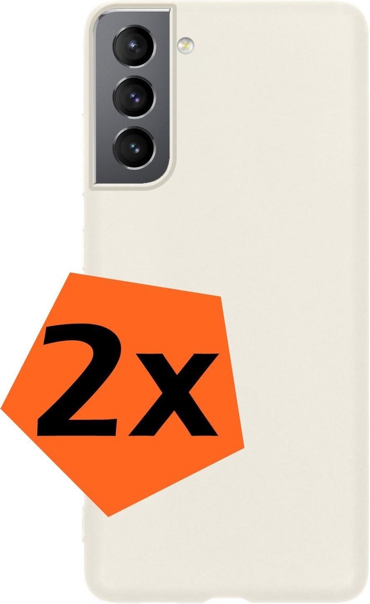 Nomfy Hoesje Geschikt voor Samsung S21 Hoesje Siliconen Cover Case - Hoes Geschikt voor Samsung Galaxy S21 Hoes Back Case - 2-PACK - Wit