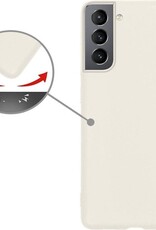 Hoesje Geschikt voor Samsung S21 Hoesje Siliconen Cover Case - Hoes Geschikt voor Samsung Galaxy S21 Hoes Back Case - 2-PACK - Wit