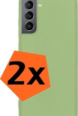 Nomfy Hoesje Geschikt voor Samsung S21 Hoesje Siliconen Cover Case - Hoes Geschikt voor Samsung Galaxy S21 Hoes Back Case - 2-PACK - Groen