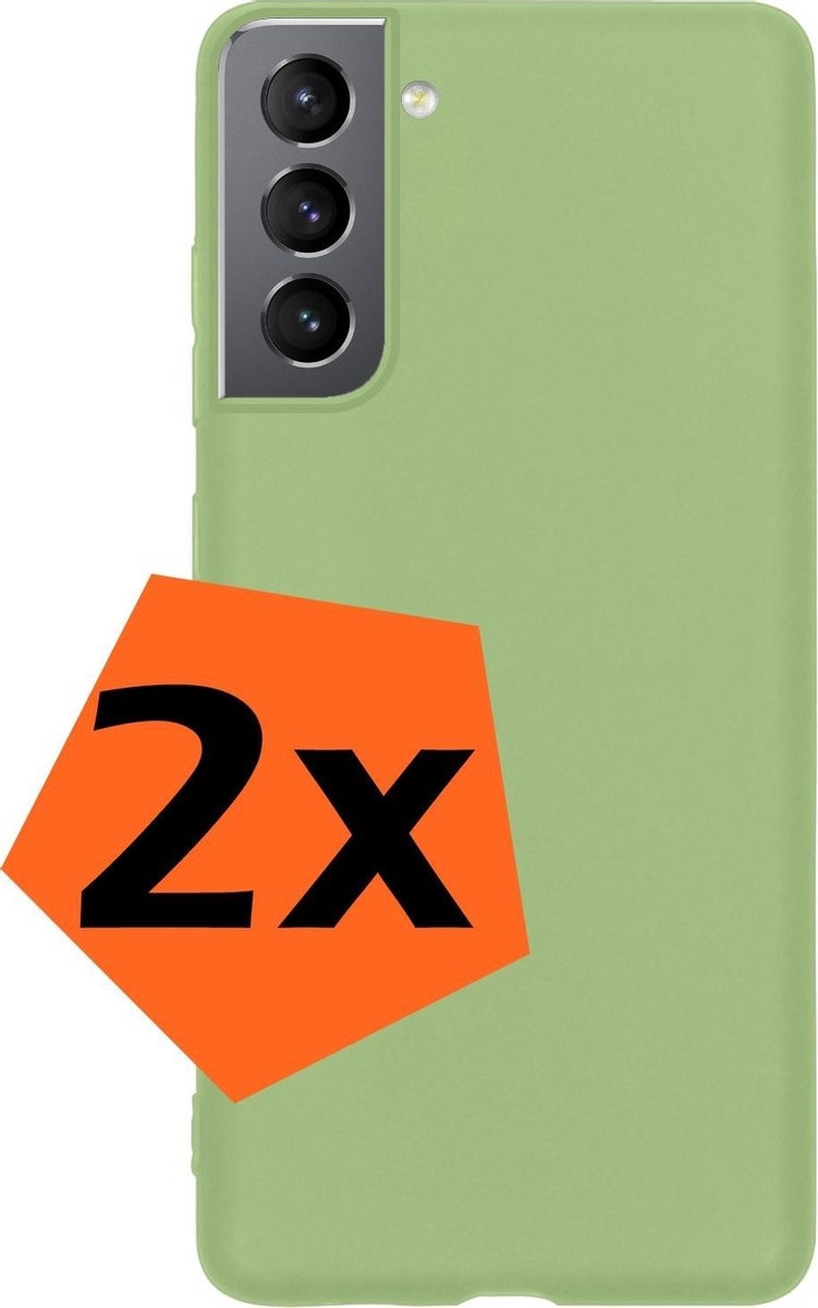 Nomfy Hoesje Geschikt voor Samsung S21 Hoesje Siliconen Cover Case - Hoes Geschikt voor Samsung Galaxy S21 Hoes Back Case - 2-PACK - Groen
