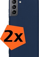 Nomfy Hoesje Geschikt voor Samsung S21 Hoesje Siliconen Cover Case - Hoes Geschikt voor Samsung Galaxy S21 Hoes Back Case - 2-PACK - Donkerblauw
