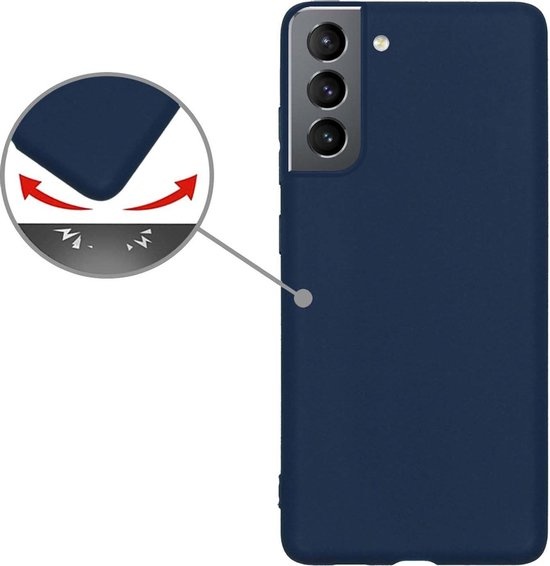 Nomfy Hoesje Geschikt voor Samsung S21 Hoesje Siliconen Cover Case - Hoes Geschikt voor Samsung Galaxy S21 Hoes Back Case - 2-PACK - Donkerblauw