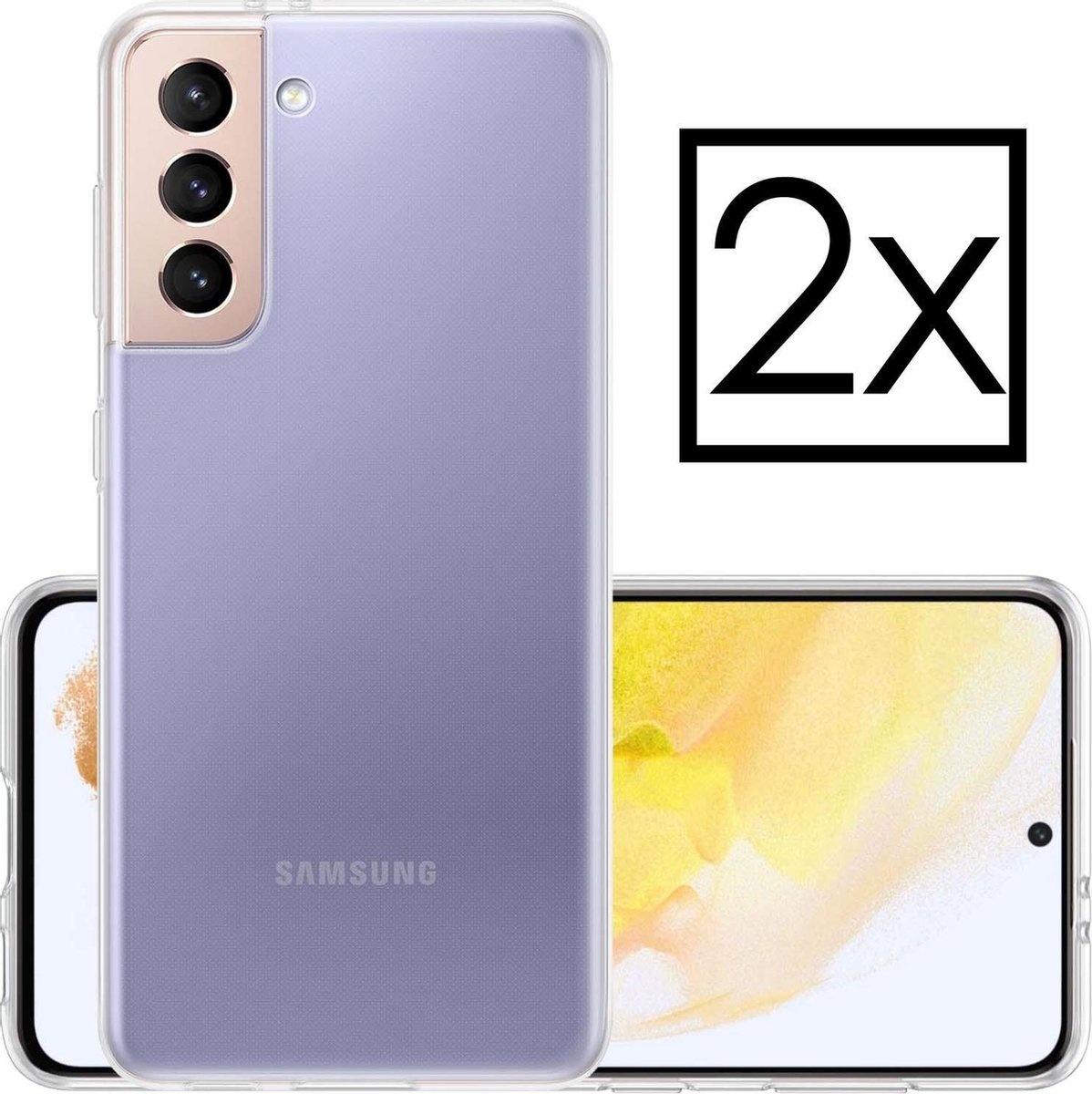 NoXx Hoes Geschikt voor Samsung S21 Plus Hoesje Cover Siliconen Back Case Hoes - Transparant - 2x