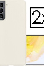 NoXx Hoes Geschikt voor Samsung S21 Plus Hoesje Cover Siliconen Back Case Hoes - Wit - 2x