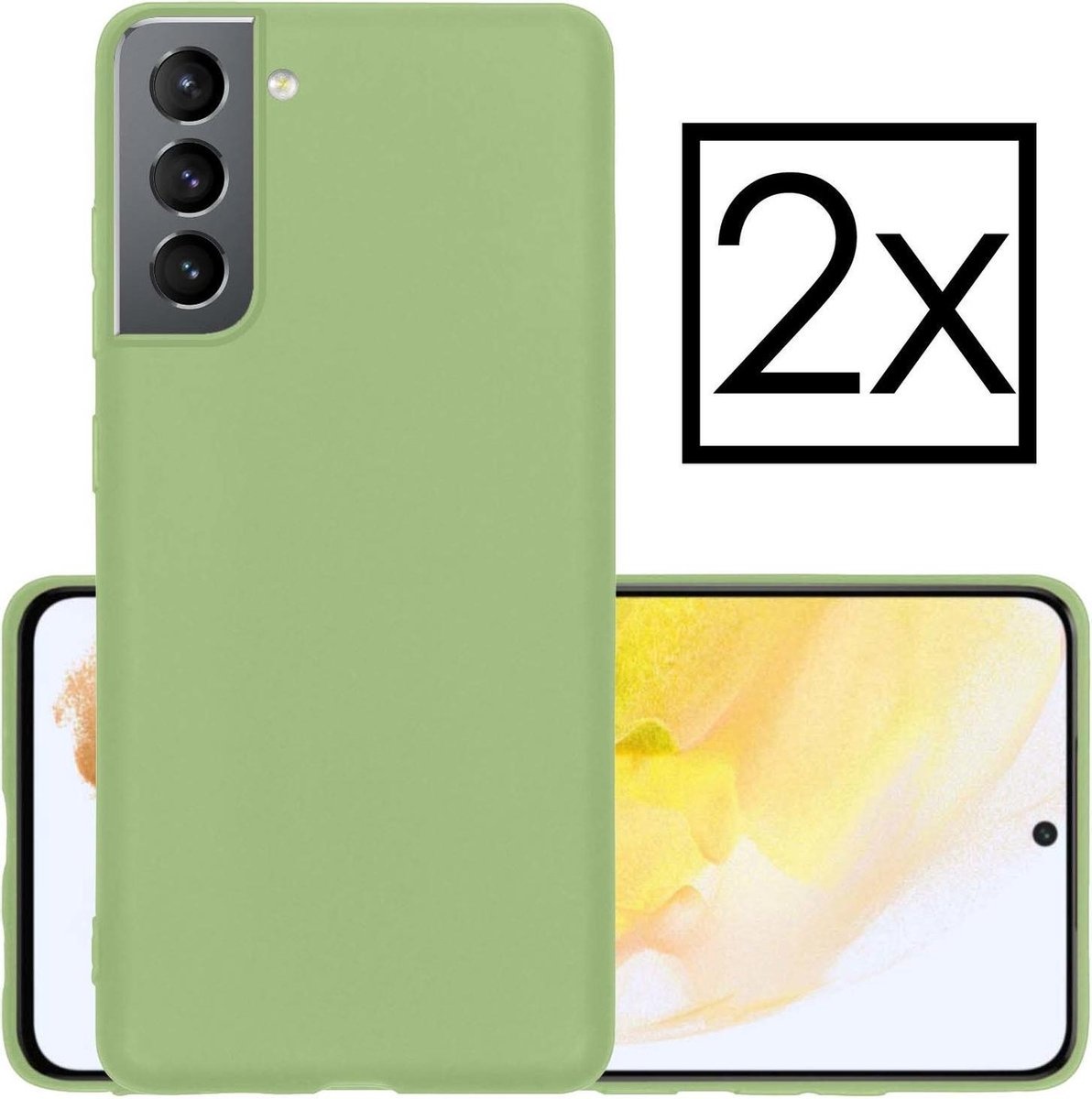 NoXx Hoes Geschikt voor Samsung S21 Plus Hoesje Cover Siliconen Back Case Hoes - Groen - 2x