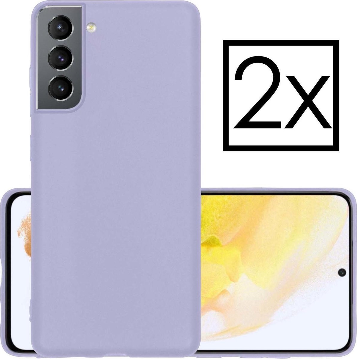 NoXx Hoes Geschikt voor Samsung S21 Plus Hoesje Cover Siliconen Back Case Hoes - Lila - 2x