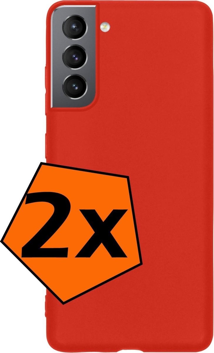 Nomfy Hoesje Geschikt voor Samsung S21 Plus Hoesje Siliconen Cover Case - Hoes Geschikt voor Samsung Galaxy S21 Plus Hoes Back Case - 2-PACK - Rood