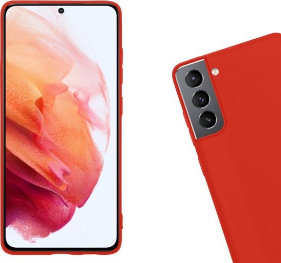 Nomfy Hoesje Geschikt voor Samsung S21 Plus Hoesje Siliconen Cover Case - Hoes Geschikt voor Samsung Galaxy S21 Plus Hoes Back Case - 2-PACK - Rood