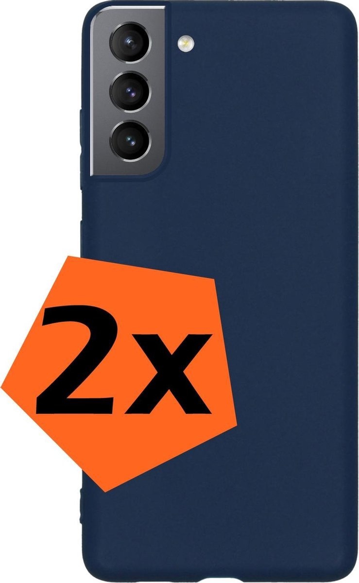 Nomfy Hoesje Geschikt voor Samsung S21 Plus Hoesje Siliconen Cover Case - Hoes Geschikt voor Samsung Galaxy S21 Plus Hoes Back Case - 2-PACK - Donkerblauw