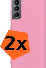 Nomfy Hoesje Geschikt voor Samsung S21 Plus Hoesje Siliconen Cover Case - Hoes Geschikt voor Samsung Galaxy S21 Plus Hoes Back Case - 2-PACK - Roze