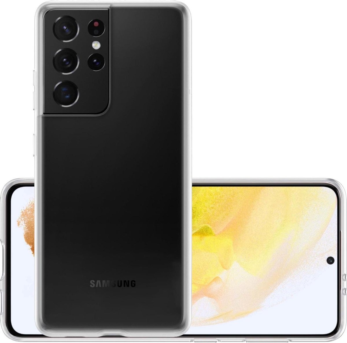 NoXx Hoes Geschikt voor Samsung S21 Ultra Hoesje Cover Siliconen Back Case Hoes - Transparant