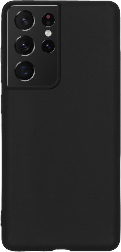 NoXx Hoes Geschikt voor Samsung S21 Ultra Hoesje Cover Siliconen Back Case Hoes - Zwart