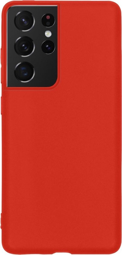 NoXx Hoes Geschikt voor Samsung S21 Ultra Hoesje Cover Siliconen Back Case Hoes - Rood