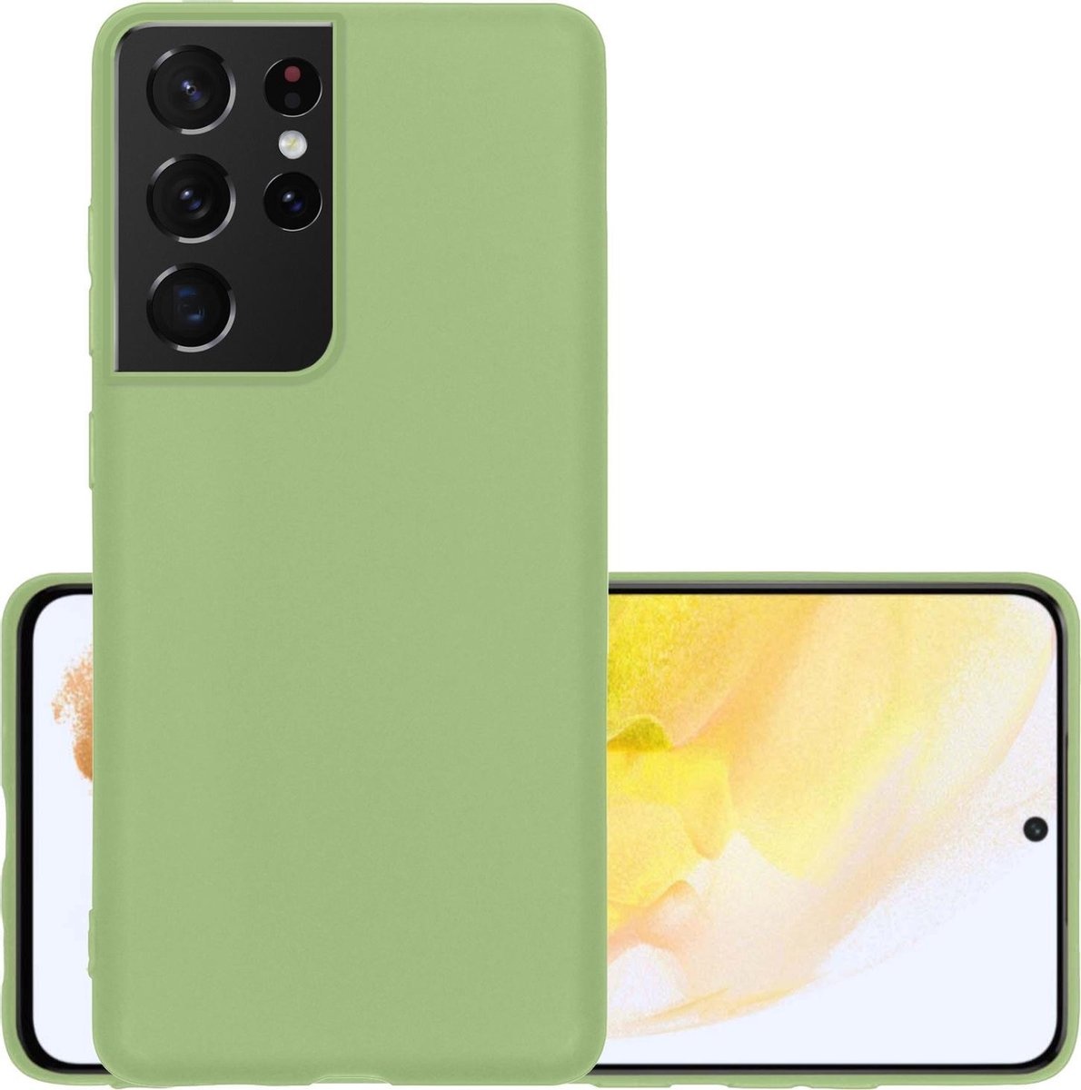 NoXx Hoes Geschikt voor Samsung S21 Ultra Hoesje Cover Siliconen Back Case Hoes - Groen