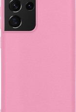 NoXx Hoes Geschikt voor Samsung S21 Ultra Hoesje Cover Siliconen Back Case Hoes - Roze