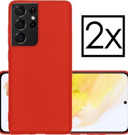 NoXx 2 PACK - NoXx Samsung Galaxy S21 Ultra hoesje siliconen - Rood