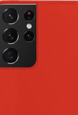 NoXx Hoes Geschikt voor Samsung S21 Ultra Hoesje Cover Siliconen Back Case Hoes - Rood - 2x