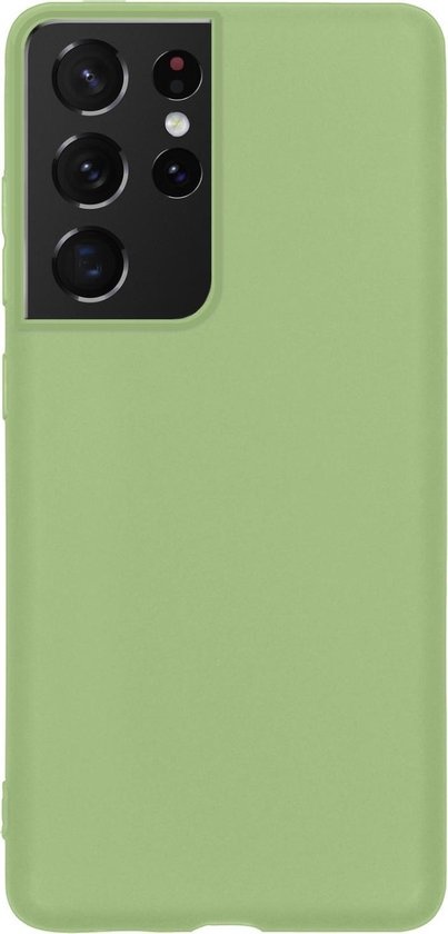 NoXx Hoes Geschikt voor Samsung S21 Ultra Hoesje Cover Siliconen Back Case Hoes - Groen - 2x