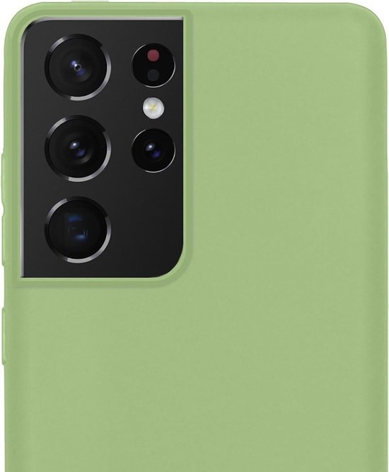 NoXx Hoes Geschikt voor Samsung S21 Ultra Hoesje Cover Siliconen Back Case Hoes - Groen - 2x