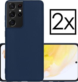NoXx 2 PACK - NoXx Samsung Galaxy S21 Ultra hoesje siliconen - Donkerblauw