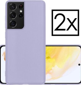 NoXx 2 PACK - NoXx Samsung Galaxy S21 Ultra hoesje siliconen - Lila