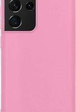 NoXx Hoes Geschikt voor Samsung S21 Ultra Hoesje Cover Siliconen Back Case Hoes - Roze - 2x