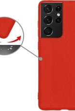 Nomfy Hoesje Geschikt voor Samsung S21 Ultra Hoesje Siliconen Cover Case - Hoes Geschikt voor Samsung Galaxy S21 Ultra Hoes Back Case - Rood