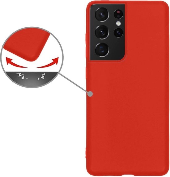 Nomfy Hoesje Geschikt voor Samsung S21 Ultra Hoesje Siliconen Cover Case - Hoes Geschikt voor Samsung Galaxy S21 Ultra Hoes Back Case - Rood