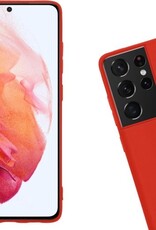 Nomfy Hoesje Geschikt voor Samsung S21 Ultra Hoesje Siliconen Cover Case - Hoes Geschikt voor Samsung Galaxy S21 Ultra Hoes Back Case - Rood