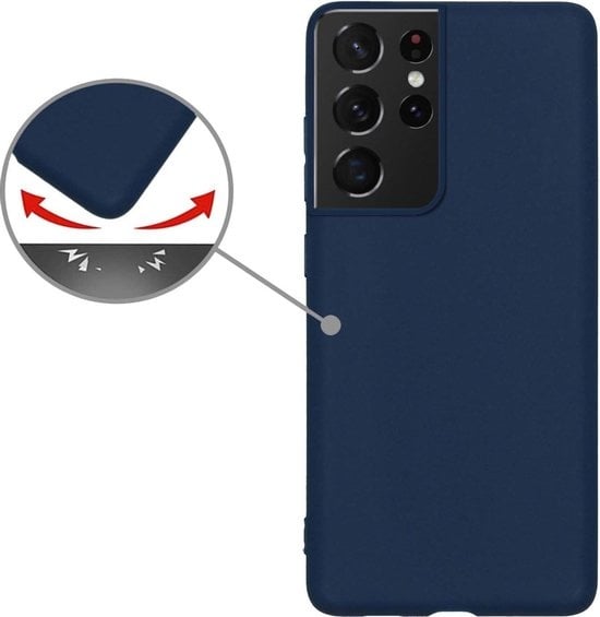 Nomfy Hoesje Geschikt voor Samsung S21 Ultra Hoesje Siliconen Cover Case - Hoes Geschikt voor Samsung Galaxy S21 Ultra Hoes Back Case - Donkerblauw