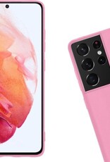 Nomfy Hoesje Geschikt voor Samsung S21 Ultra Hoesje Siliconen Cover Case - Hoes Geschikt voor Samsung Galaxy S21 Ultra Hoes Back Case - Roze