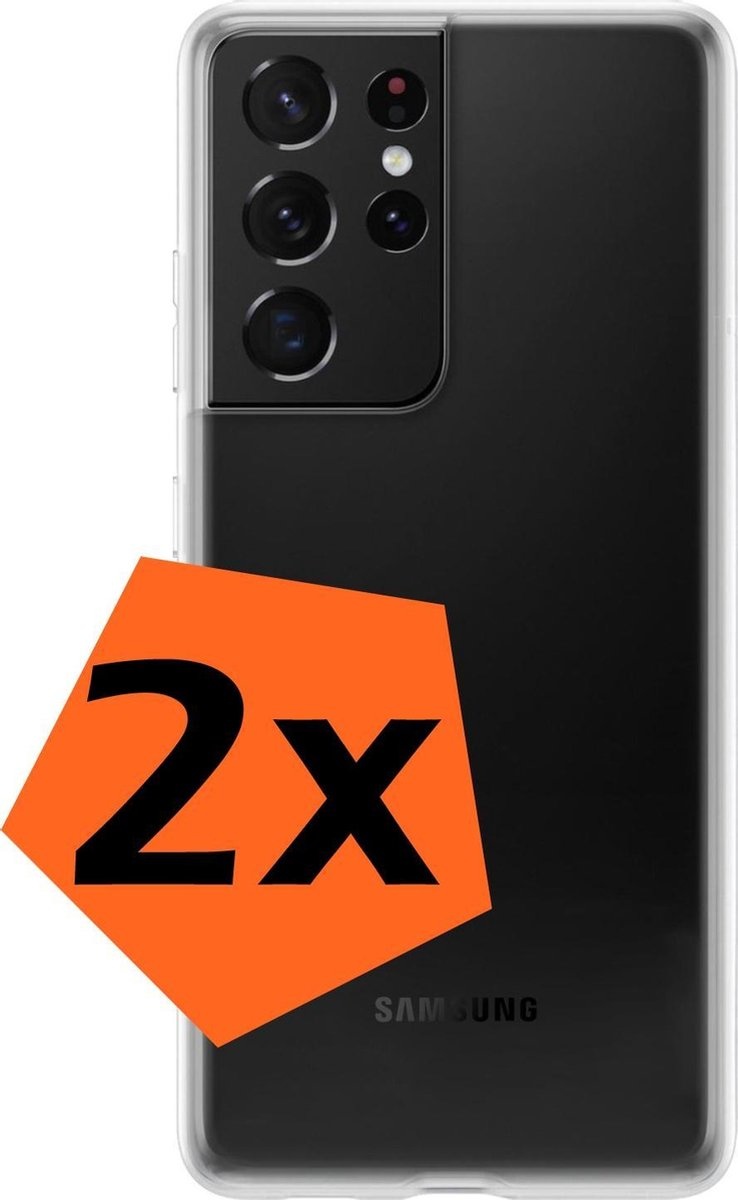 Nomfy Hoesje Geschikt voor Samsung S21 Ultra Hoesje Siliconen Cover Case - Hoes Geschikt voor Samsung Galaxy S21 Ultra Hoes Back Case - 2-PACK - Transparant