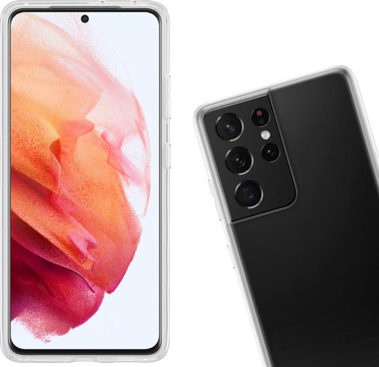 Nomfy Hoesje Geschikt voor Samsung S21 Ultra Hoesje Siliconen Cover Case - Hoes Geschikt voor Samsung Galaxy S21 Ultra Hoes Back Case - 2-PACK - Transparant