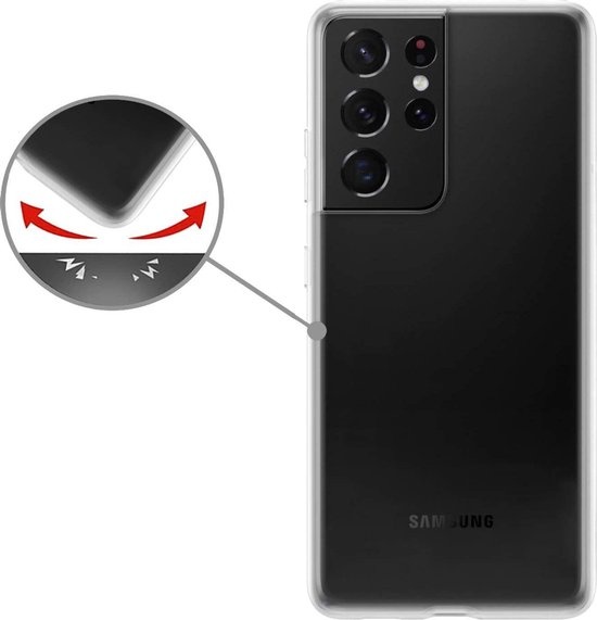Nomfy Hoesje Geschikt voor Samsung S21 Ultra Hoesje Siliconen Cover Case - Hoes Geschikt voor Samsung Galaxy S21 Ultra Hoes Back Case - 2-PACK - Transparant
