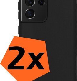 Nomfy 2 PACK - Nomfy Samsung Galaxy S21 Ultra hoesje siliconen - Zwart