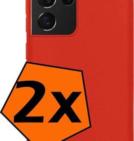 2 PACK - Nomfy Samsung Galaxy S21 Ultra hoesje siliconen - Rood