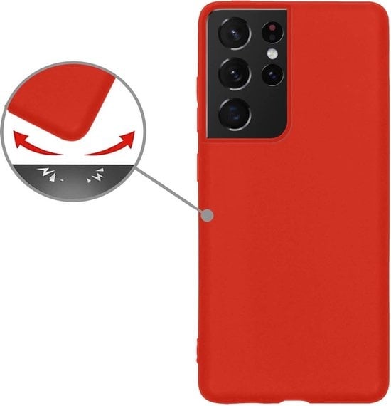 Nomfy Hoesje Geschikt voor Samsung S21 Ultra Hoesje Siliconen Cover Case - Hoes Geschikt voor Samsung Galaxy S21 Ultra Hoes Back Case - 2-PACK - Rood