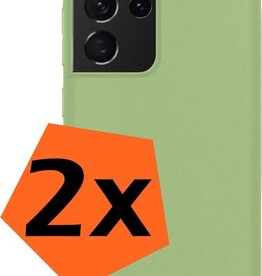 Nomfy 2 PACK - Nomfy Samsung Galaxy S21 Ultra hoesje siliconen - Groen