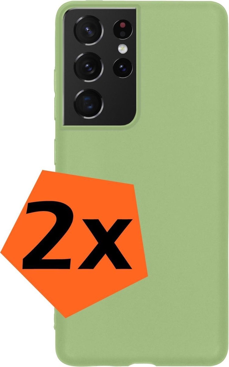 Nomfy Hoesje Geschikt voor Samsung S21 Ultra Hoesje Siliconen Cover Case - Hoes Geschikt voor Samsung Galaxy S21 Ultra Hoes Back Case - 2-PACK - Groen