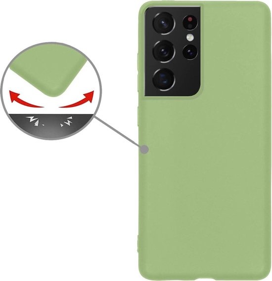 Nomfy Hoesje Geschikt voor Samsung S21 Ultra Hoesje Siliconen Cover Case - Hoes Geschikt voor Samsung Galaxy S21 Ultra Hoes Back Case - 2-PACK - Groen
