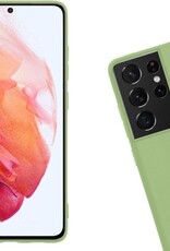 Nomfy Hoesje Geschikt voor Samsung S21 Ultra Hoesje Siliconen Cover Case - Hoes Geschikt voor Samsung Galaxy S21 Ultra Hoes Back Case - 2-PACK - Groen