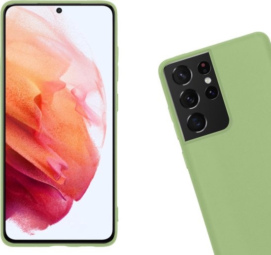 Nomfy Hoesje Geschikt voor Samsung S21 Ultra Hoesje Siliconen Cover Case - Hoes Geschikt voor Samsung Galaxy S21 Ultra Hoes Back Case - 2-PACK - Groen