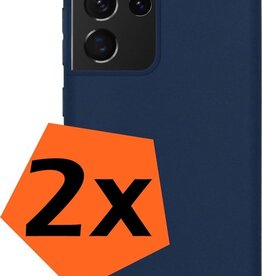 Nomfy 2 PACK - Nomfy Samsung Galaxy S21 Ultra hoesje siliconen - Donkerblauw